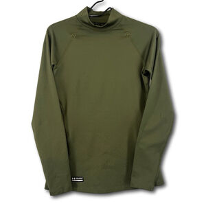 Under Armour Mens ColdGear Armour Fitted Mock Marine OD Green Men’s Size Medium